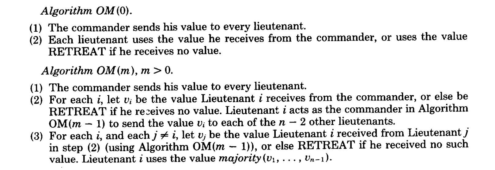  The Byzantine generals problem algorithm